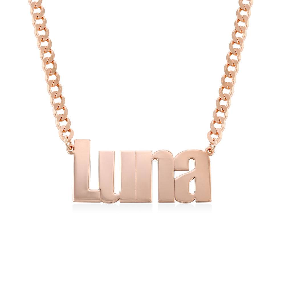 Large Custom Name Necklace with Gourmet Chain in Rose Gold Plating product photo