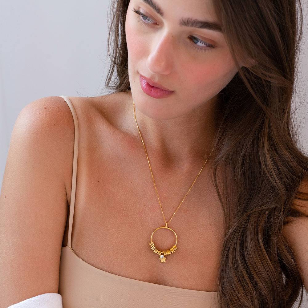 Large Linda Circle Pendant Necklace in Gold Plating with 0.10 ct Diamond-4 product photo