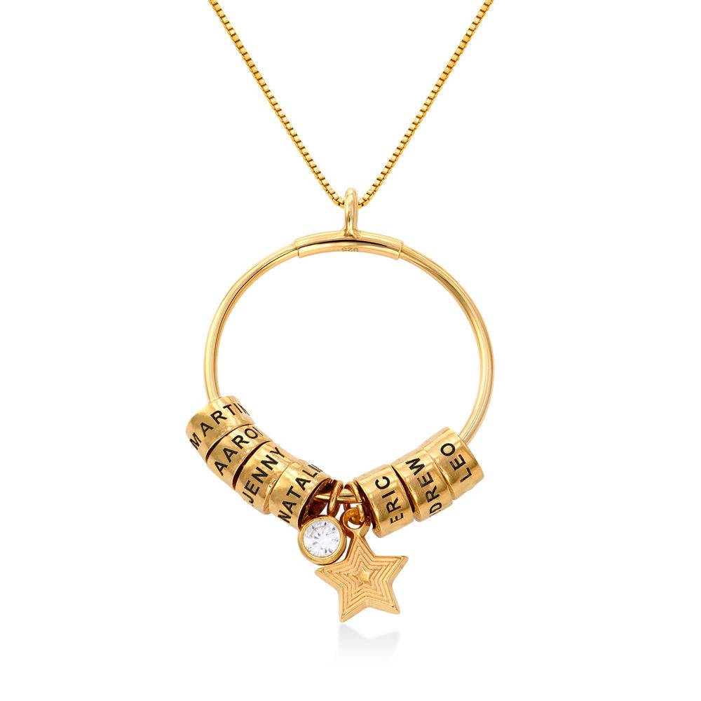 Large Linda Circle Pendant Necklace in Gold Vermeil with 0.10 ct product photo