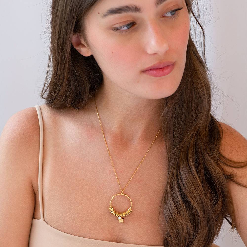 Large Linda Circle Pendant Necklace in Gold Vermeil with 0.10 ct Diamond-2 product photo