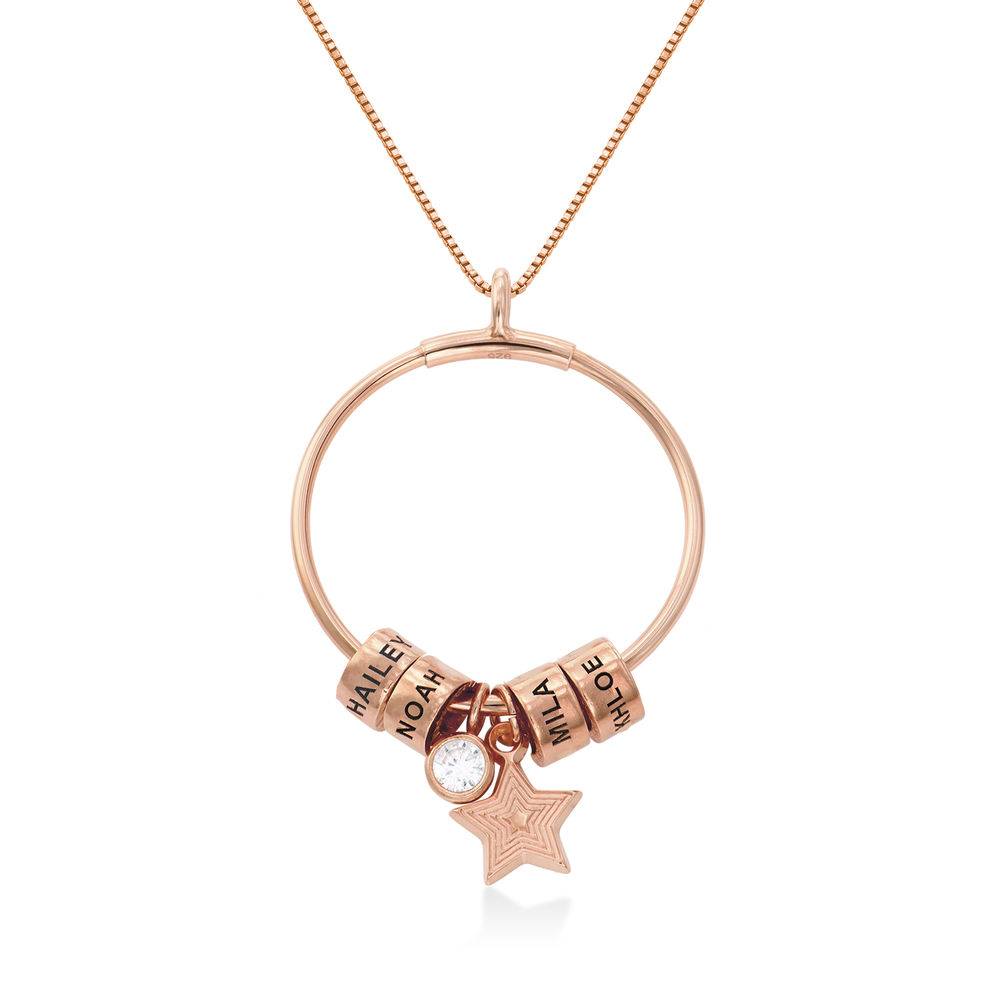 Large Linda Circle Pendant Necklace in Rose Gold Plating with Diamond-1 product photo