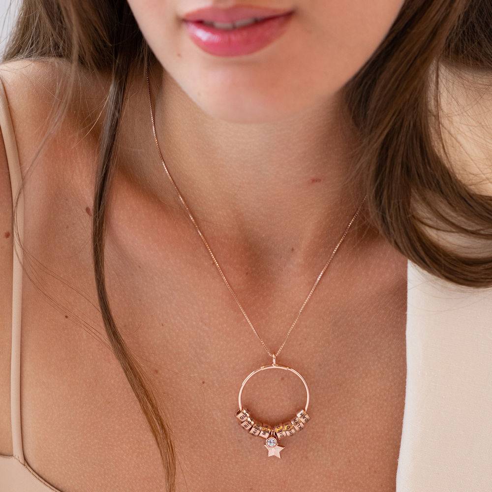 Large Linda Circle Pendant Necklace with 0.10 ct Diamond in 18ct Rose Gold Plating-1 product photo
