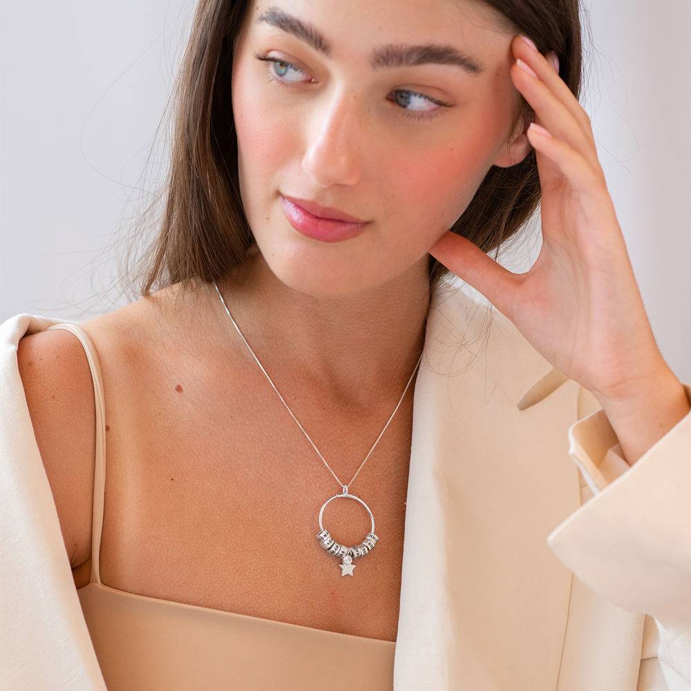 Large Linda Circle Pendant Necklace in Sterling Silver with Diamond-2 product photo