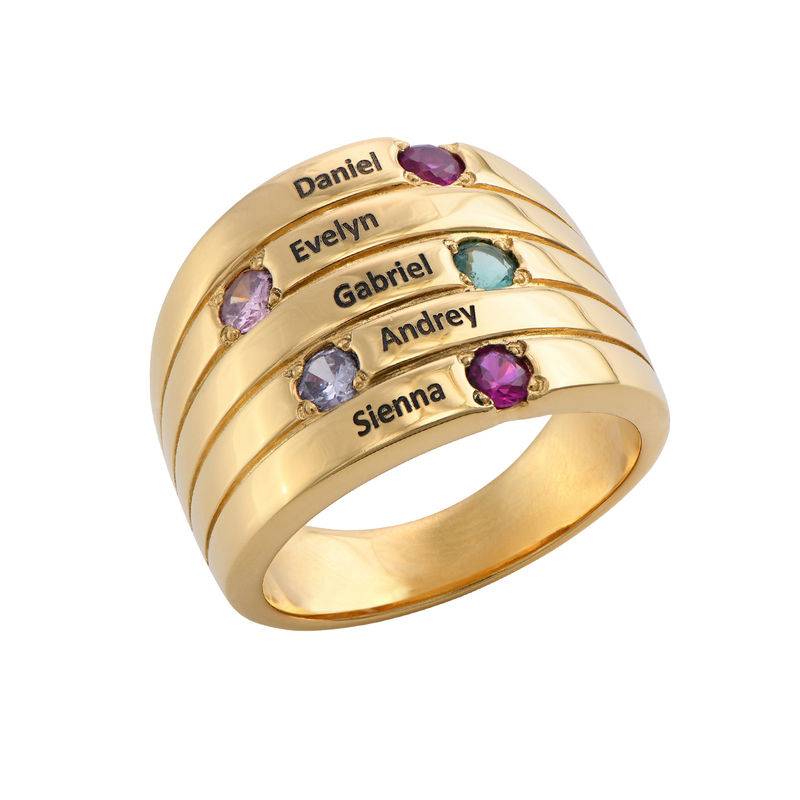 Five Stone Mothers Ring with Gold Vermeil - Large Size-2 product photo