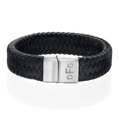 Large Woven Leather Initials Bracelet for Men product photo