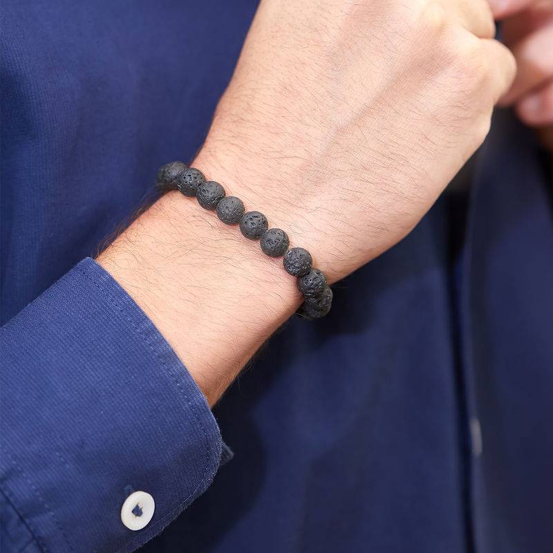 Lavasten armbånd til mænd - mørke perler-1 produkt billede