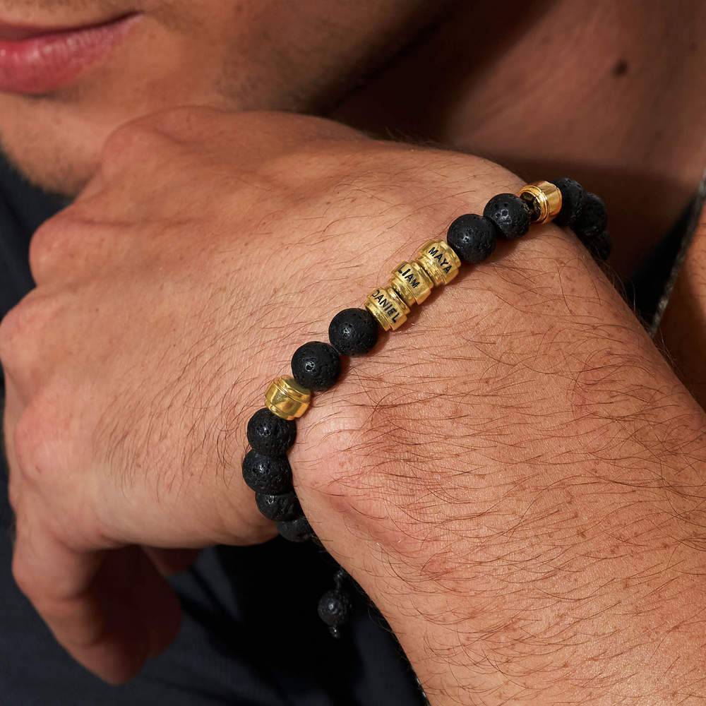 Lava Stones & Custom Vermeil Beads- Men's Beaded Bracelet-6 product photo