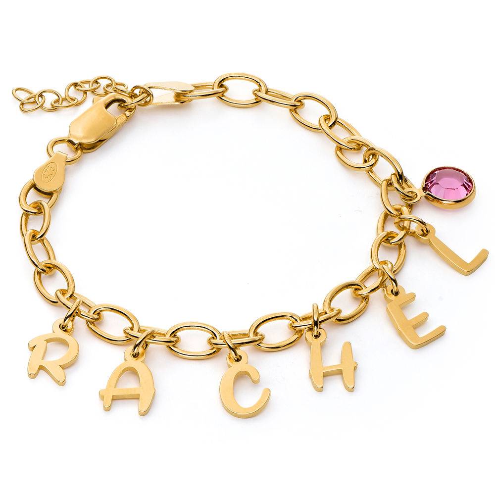 Pulsera de encanto de letras para niñas en chapa de oro-1 foto de producto