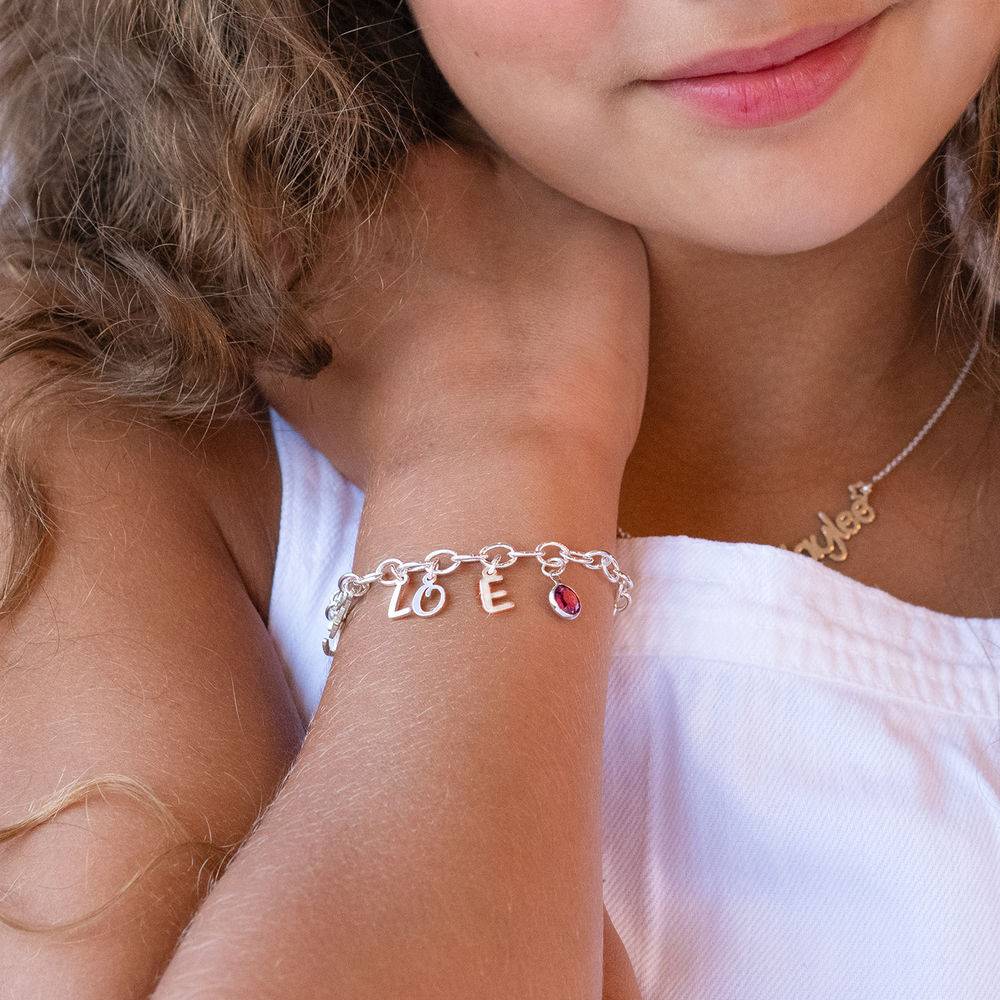 Letter Charm Bracelet for Girls in Sterling Silver product photo
