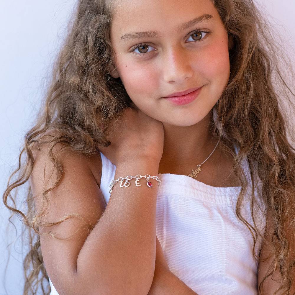 Bracelet à breloques lettre pour fille en Argent 925-2 photo du produit
