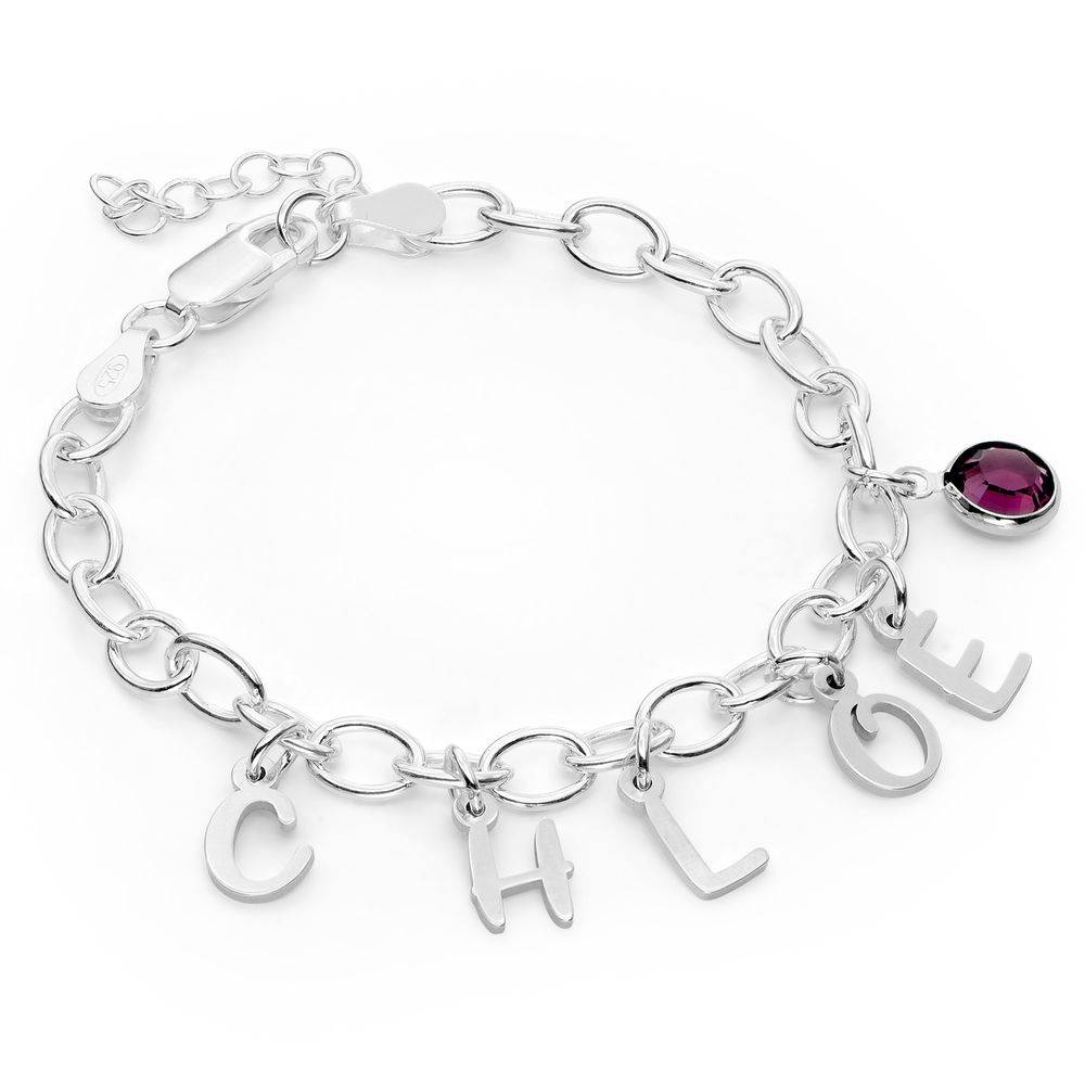 Letter Charm Bracelet for Girls in Sterling Silver-2 product photo