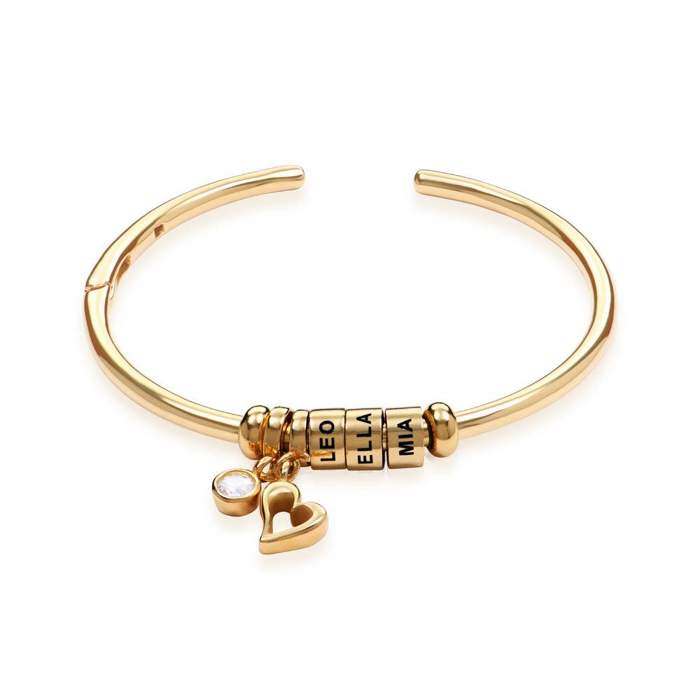 Linda Open Bangle Bracelet with Gold Plated Beads