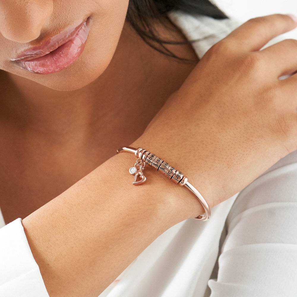 Linda Open Bangle Bracelet with Rose Gold Plated Beads-4 product photo