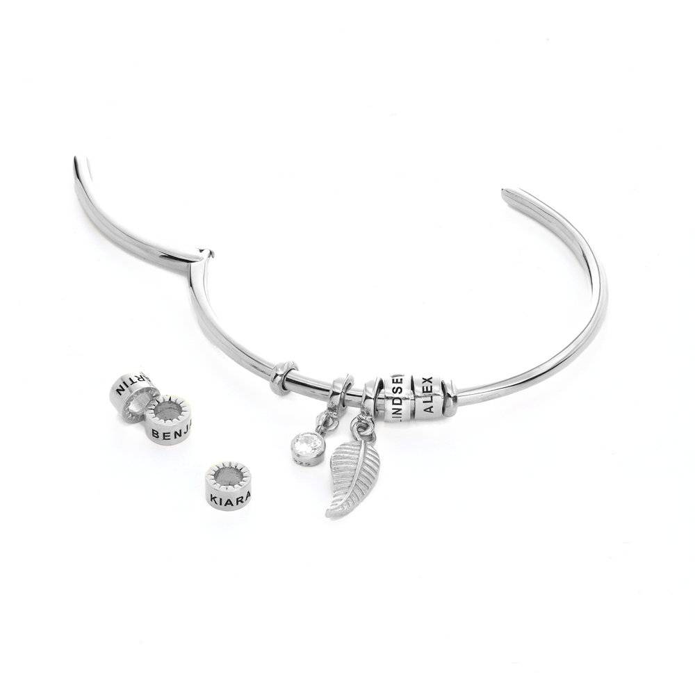 Linda Open Bangle Bracelet with Silver Beads-2 product photo