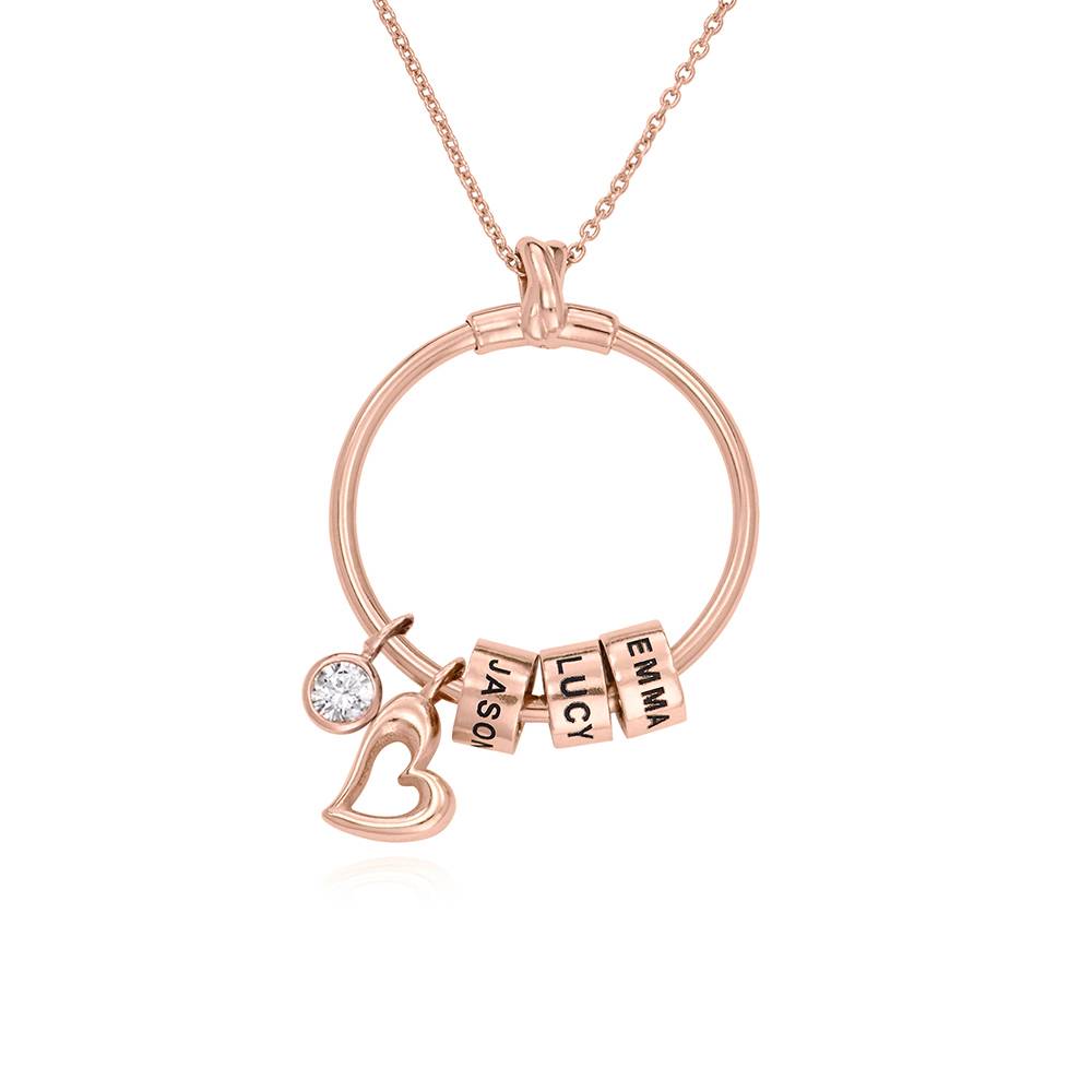 Collar Linda™ con Colgante Circular con Hoja y Perlas Personalizadas en Oro Rosa Vermeil foto de producto