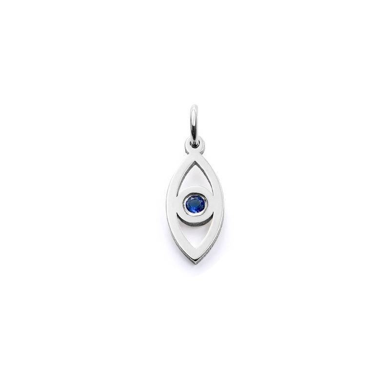 Linda Vertical Evil Eye Pendant in Sterling Silver-1 product photo