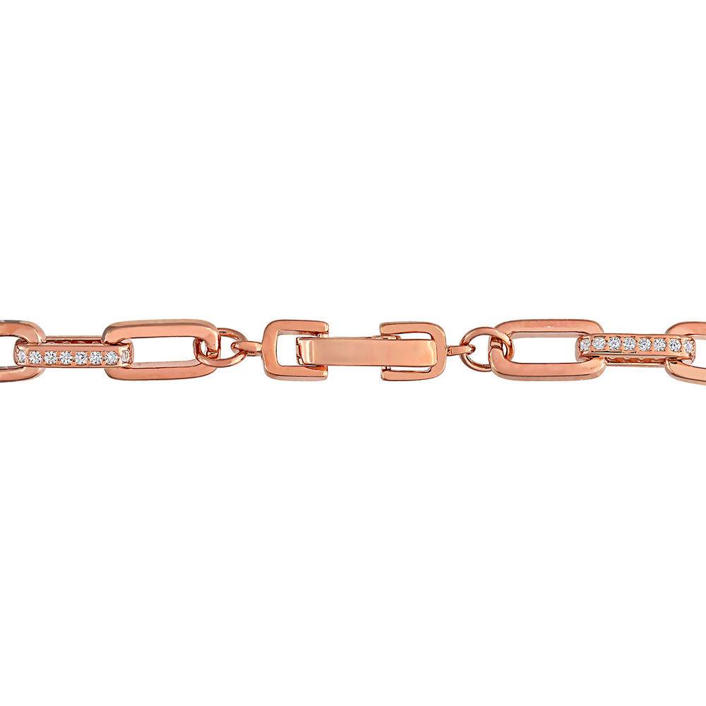 Link Bracelet with Cubic Zirconia in Rose Gold Plated Sterling Silver product photo