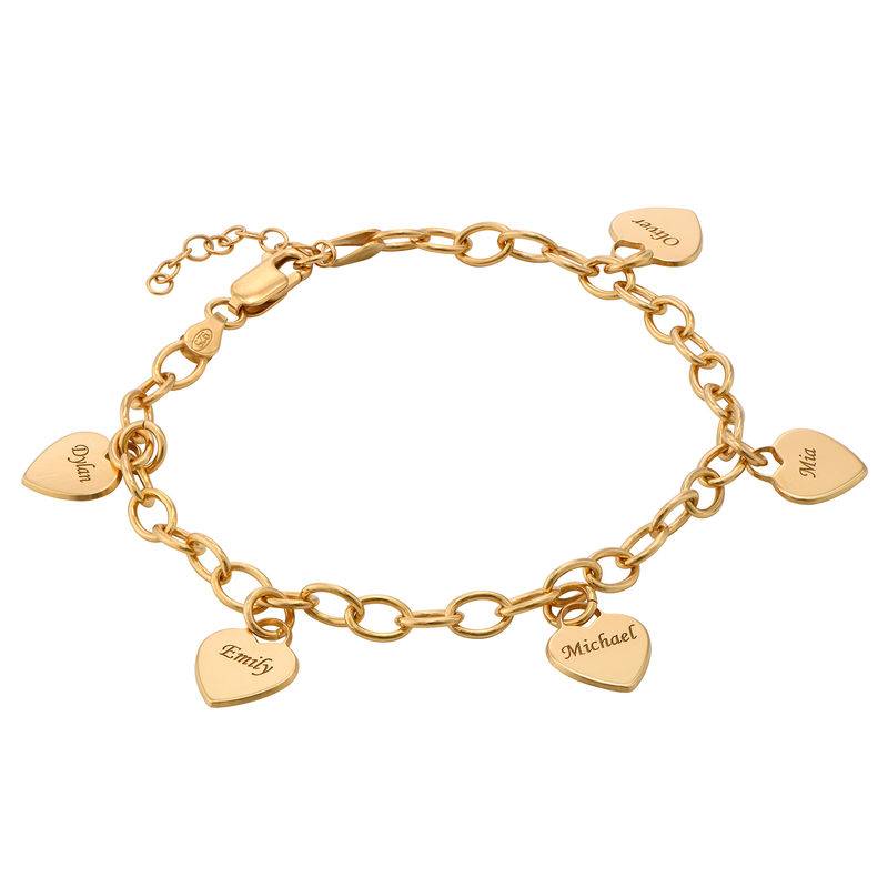 Gravierbares Armband mit Herz Charms - 750er Gold-Vermeil Produktfoto