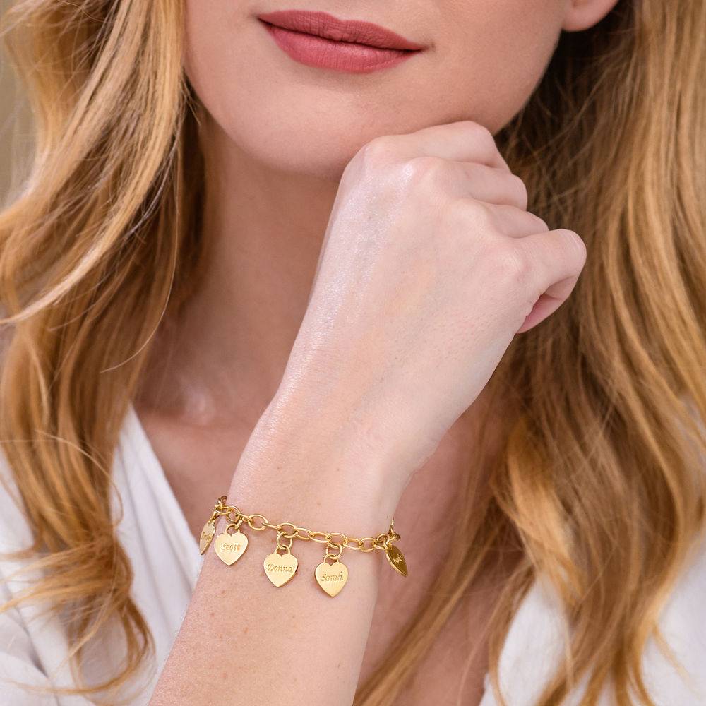 Link Bracelet with Heart Charms in 18ct Gold Vermeil-1 product photo