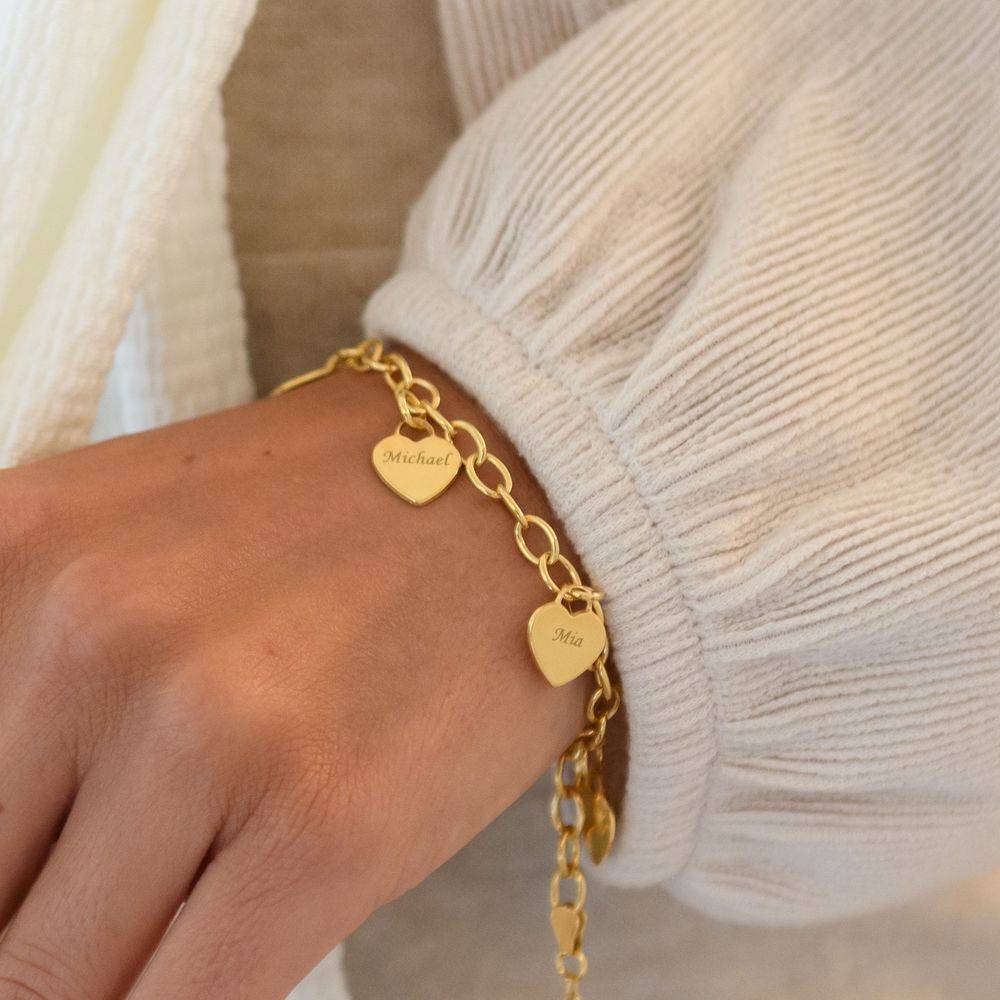 Link Bracelet with Heart Charms in Gold Vermeil-4 product photo