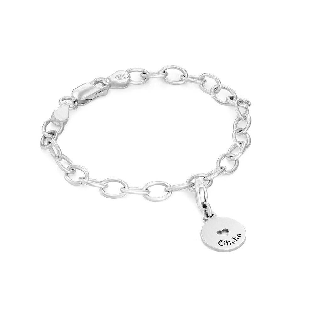 Link Charm Bracelet for Girls in Sterling Silver product photo