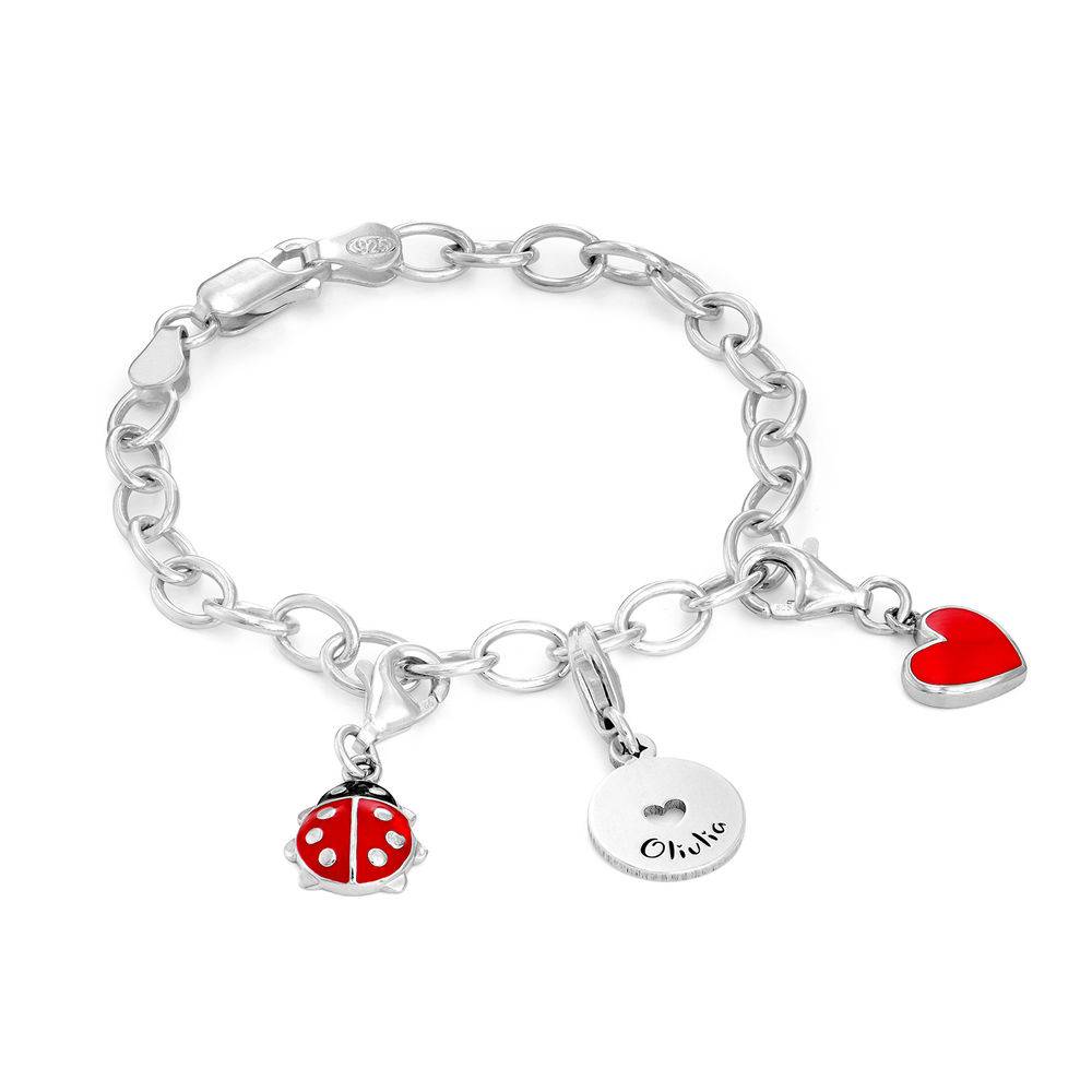 Link Charm Bracelet for Girls in Sterling Silver product photo