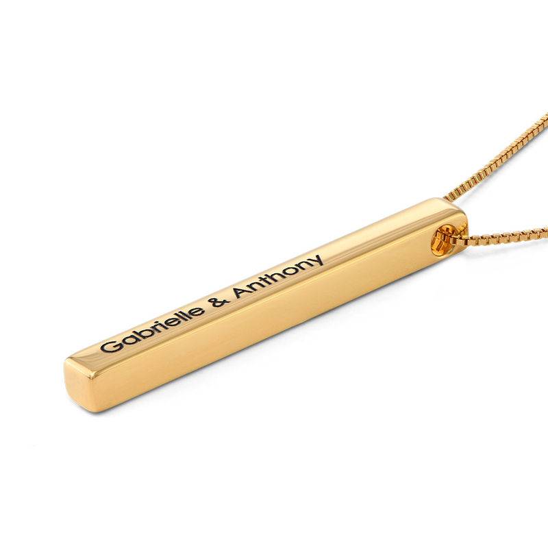 Long 3D Bar Necklace in 18ct Gold Plating-3 product photo