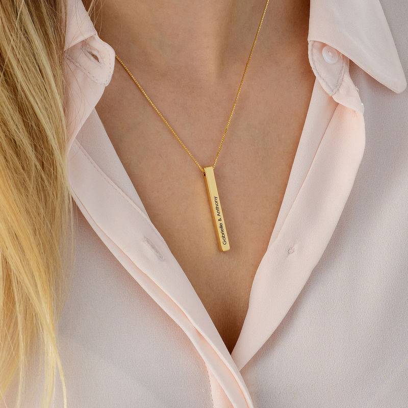 Long 3D Bar Necklace in 18ct Gold Plating-4 product photo