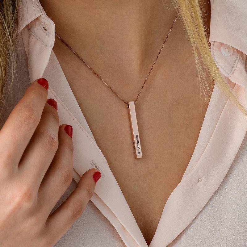 Long 3D Bar Necklace in Rose Gold Plated product photo