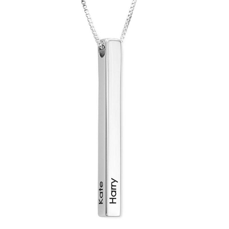 Long 3D Bar Necklace in Sterling Silver-6 product photo
