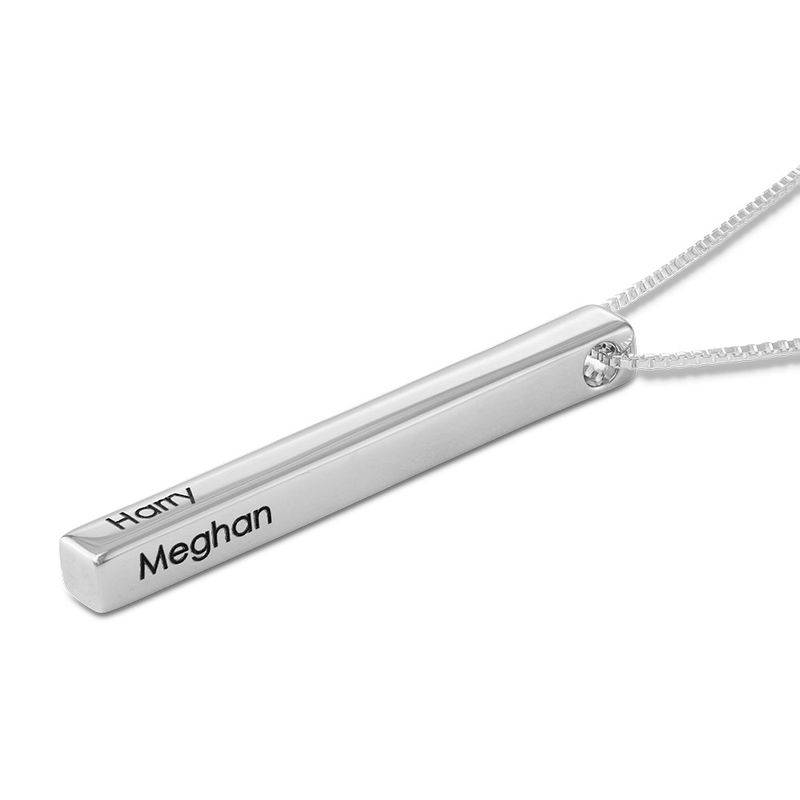 Long 3D Bar Necklace in Sterling Silver-2 product photo