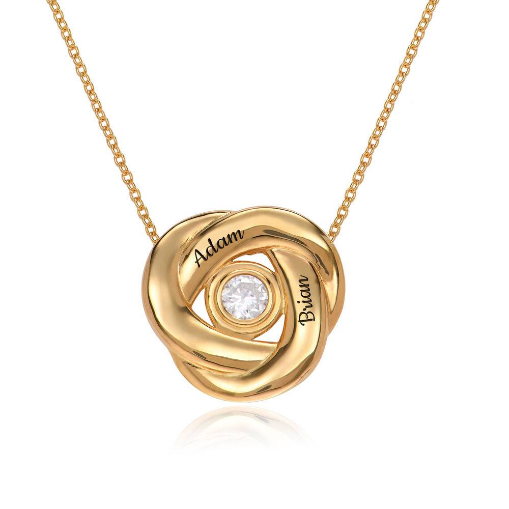 Collana Nodo d'Amore in Oro Vermeil e Diamante 0,25 ct-1 foto del prodotto