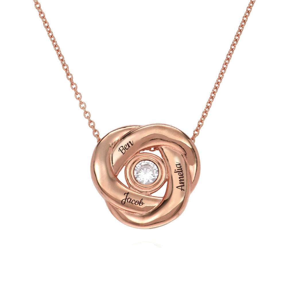 Love Knot Diamond Necklace in 18k Rose Gold Plating-2 product photo