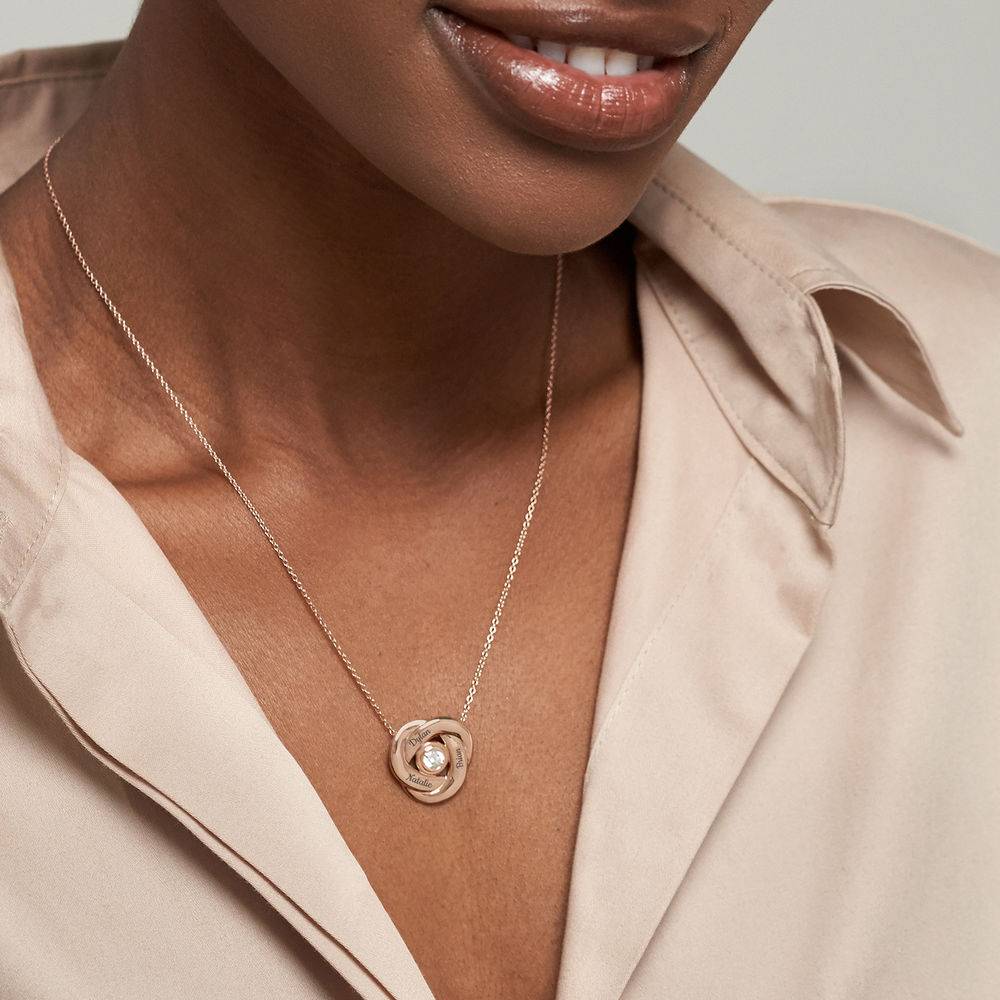Collar Love Knot con diamante de 0.25 ct en chapa de oro rosa de 18K-5 foto de producto
