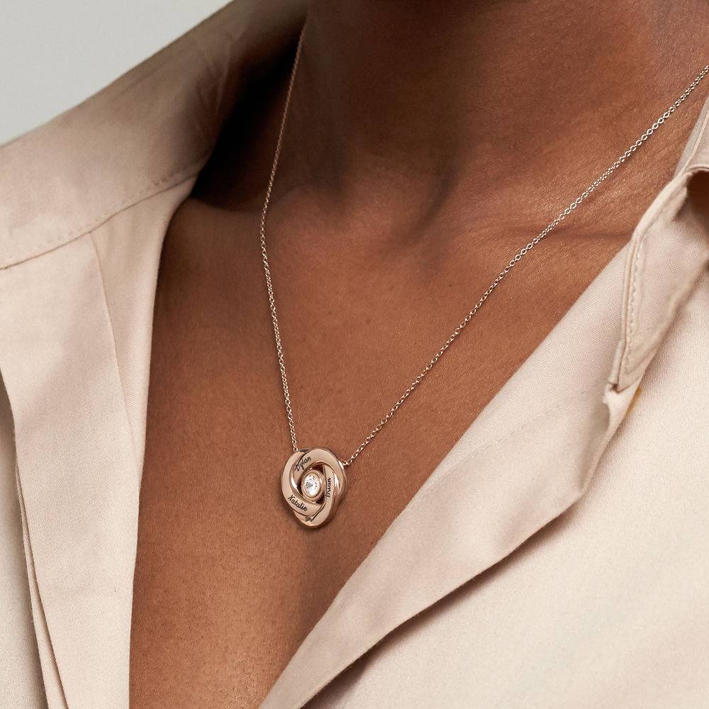 Collar Love Knot con diamante de 0.25 ct en chapa de oro rosa de 18K-2 foto de producto
