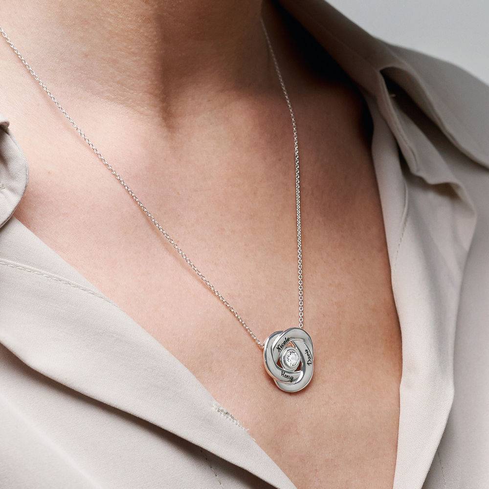 Liefde Knoop Ketting met Diamant in Sterling Zilver-2 Productfoto