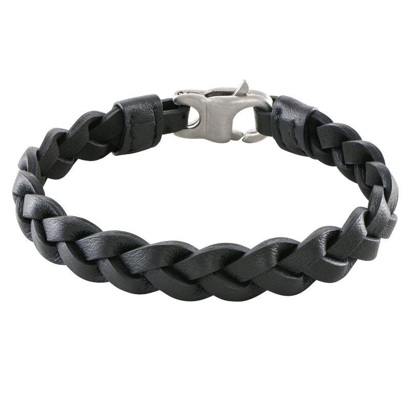 Bracelet cuir pour homme Corde Marine noire photo du produit