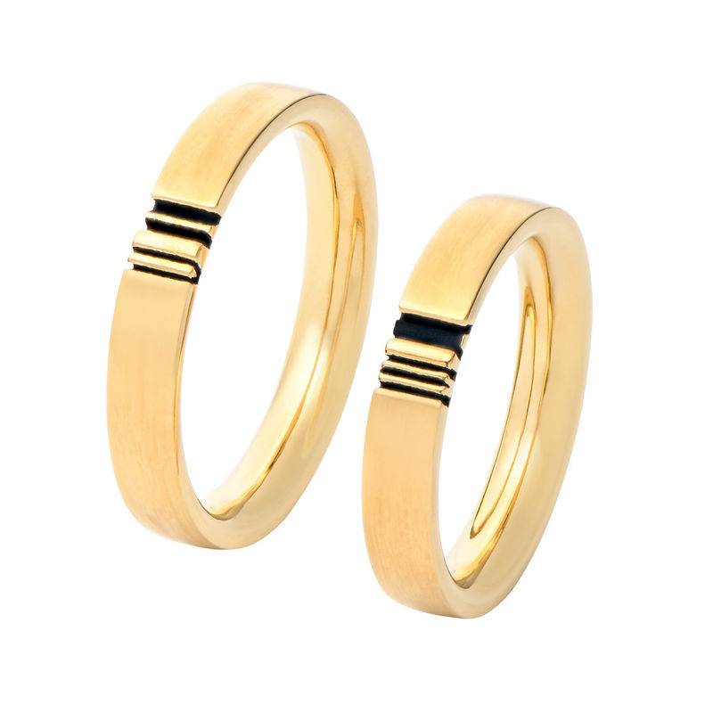 Conjunto de anillos de promesa de pareja con inicial a juego, chapado en oro 18K-5 foto de producto
