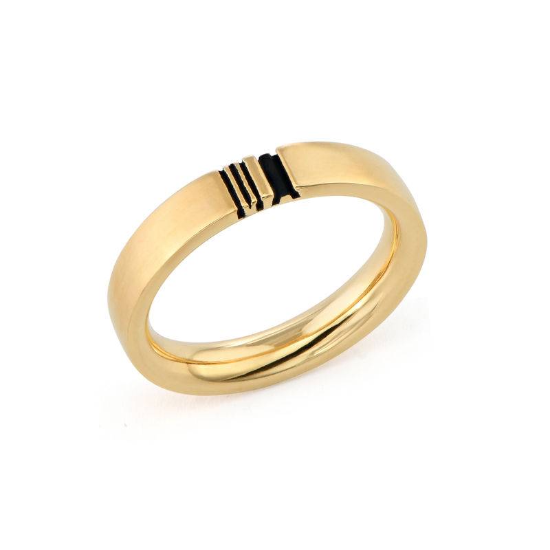 Conjunto de anillos de promesa de pareja con inicial a juego, chapado en oro 18K-6 foto de producto