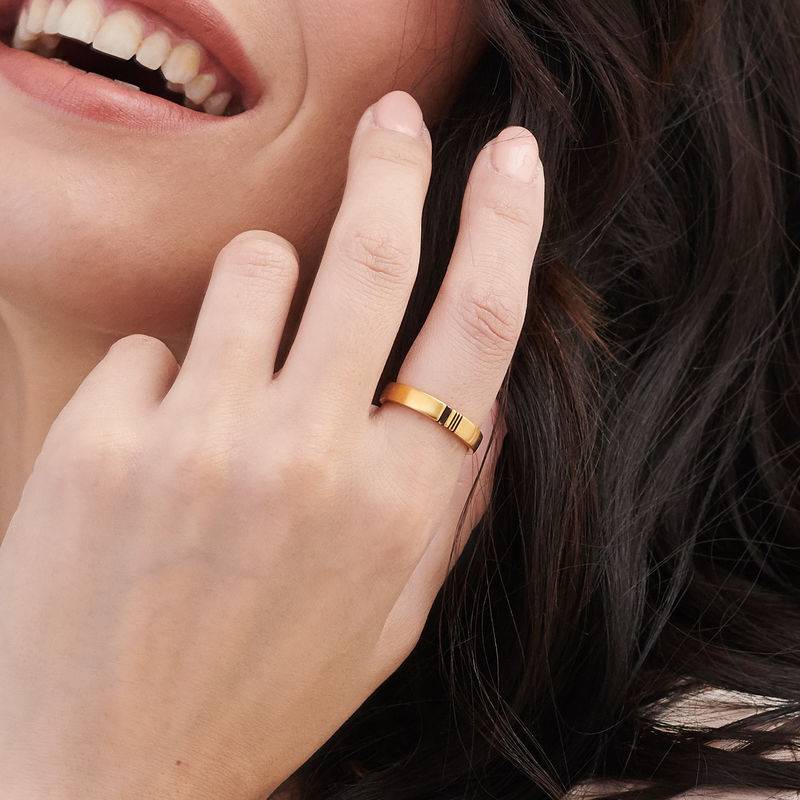 Conjunto de anillos de promesa de pareja con inicial a juego, chapado en oro 18K-1 foto de producto