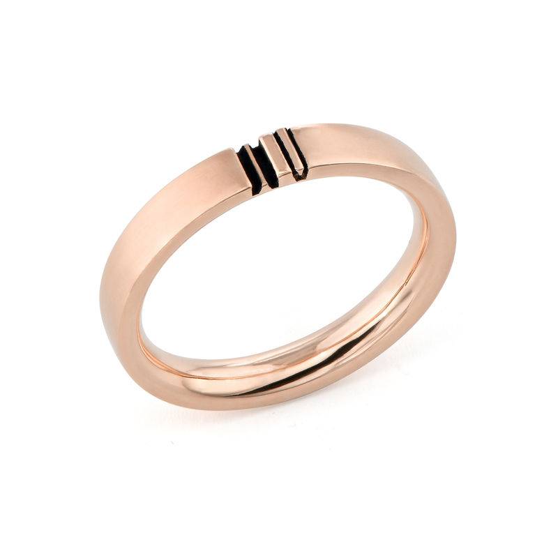 Conjunto de anillos de promesa de pareja con inicial a juego, chapado en oro rosa 18K-3 foto de producto