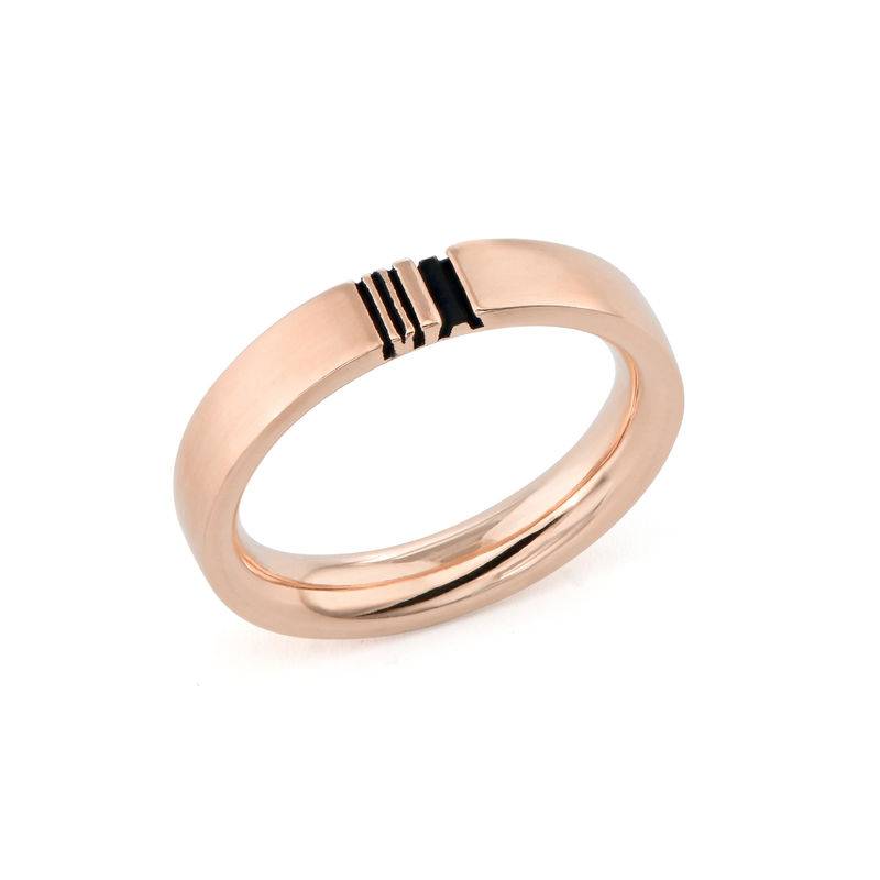 Conjunto de anillos de promesa de pareja con inicial a juego, chapado en oro rosa 18K-6 foto de producto