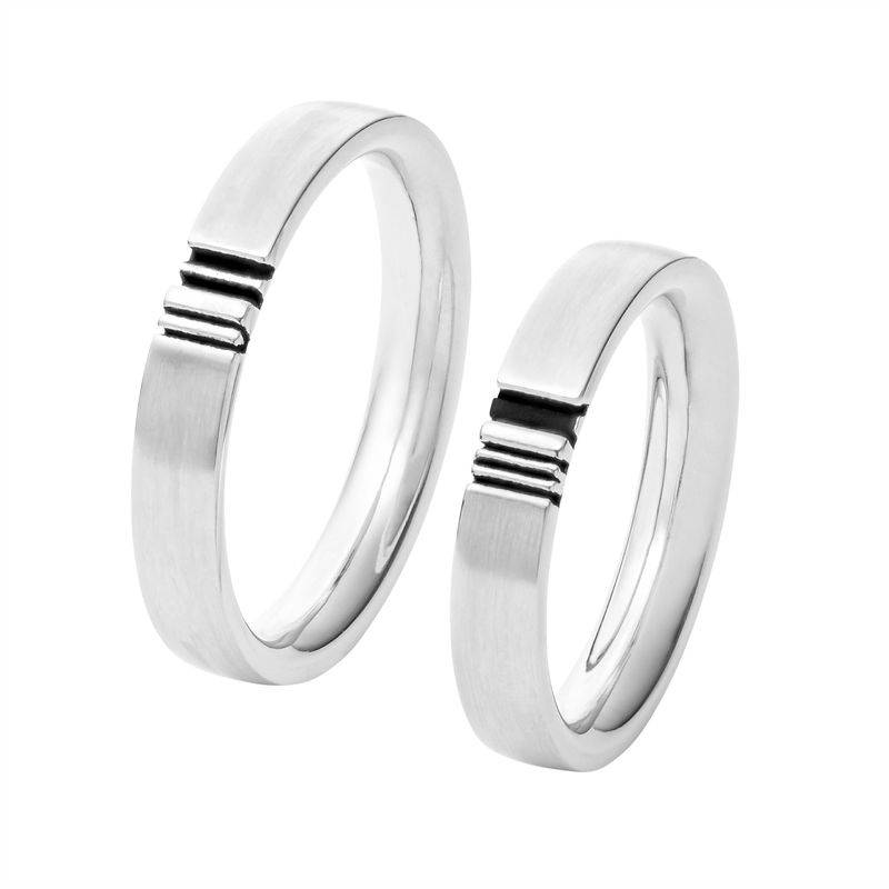 Matching Initial Couple Promise Rings Set in Silver product photo