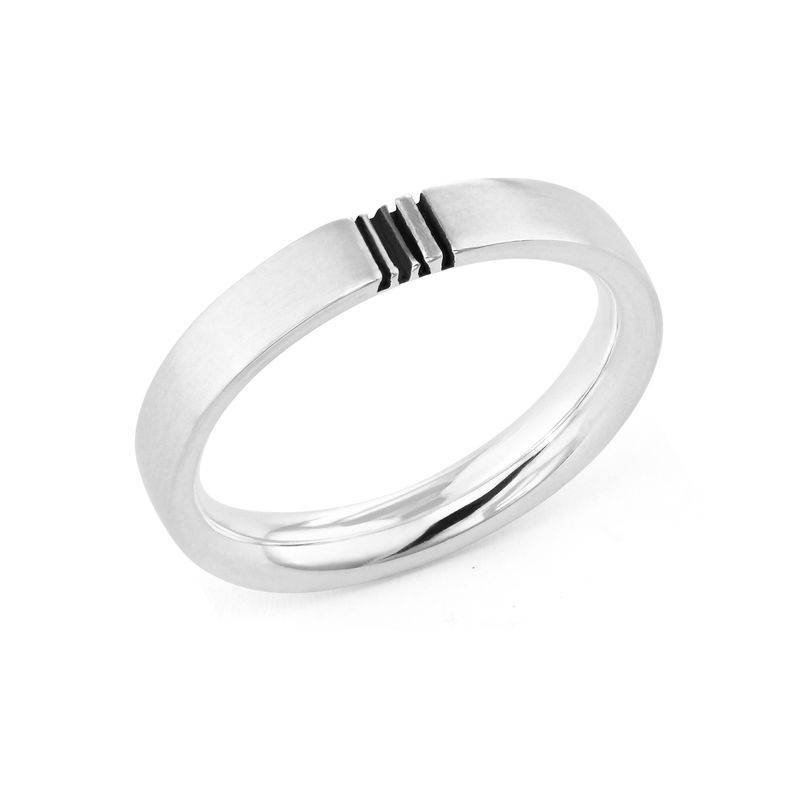 Conjunto de anillos de promesa de pareja con inicial a juego en plata-3 foto de producto