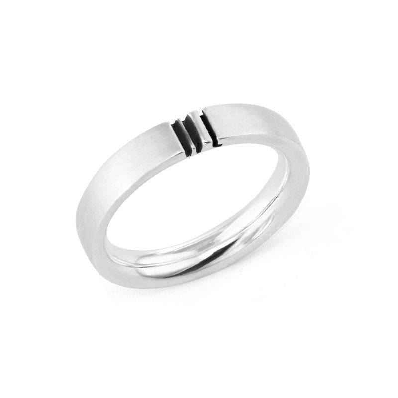 Conjunto de anillos de promesa de pareja con inicial a juego en plata-7 foto de producto