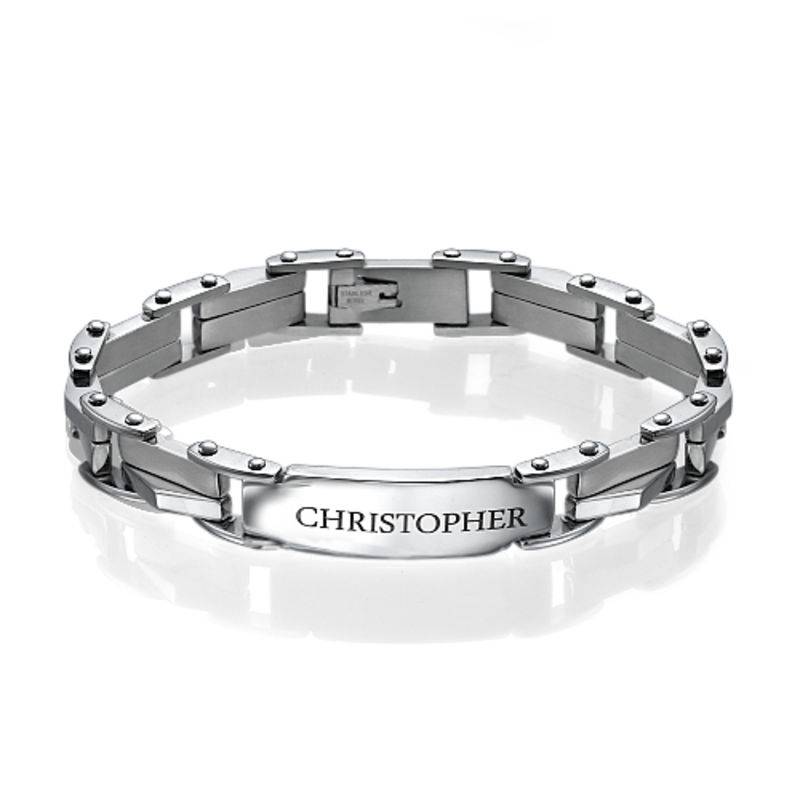 Men's Engraved Bracelet in Stainless Steel-1 product photo
