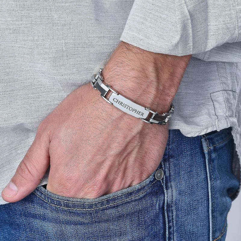 Men's Engraved Bracelet in Stainless Steel-3 product photo