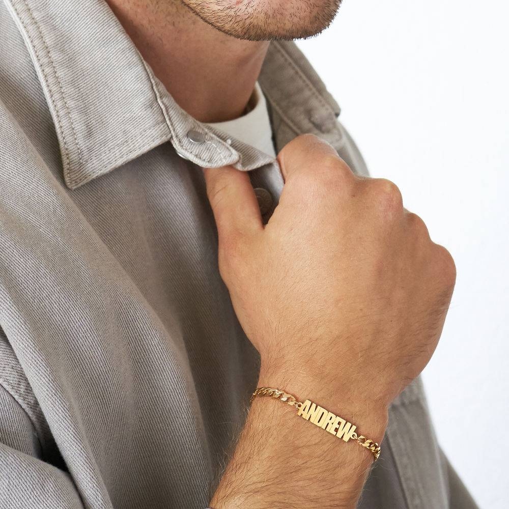 Namensarmband mit dicker Kette - 750er vergoldetes Silber-3 Produktfoto