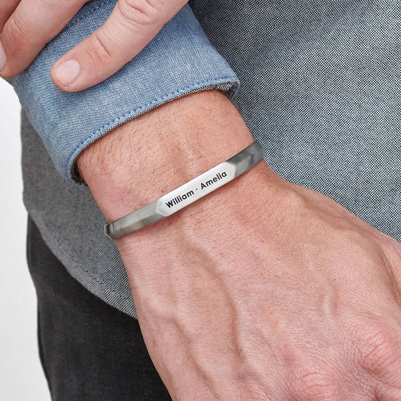 Men's Narrow Cuff Bracelet in Stainless Steel-2 product photo