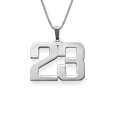 Men's Personalized Number Necklace in Sterling Silver product photo